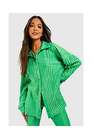 Boohoo Textured Plisse Oversized Relaxed Fit Shirt