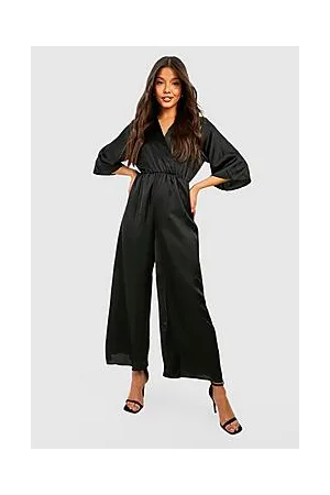 Boohoo Wrap Front Satin Jumpsuit
