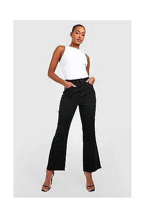 Boohoo Tall High Rise Frayed Hem Kick Flare Jeans