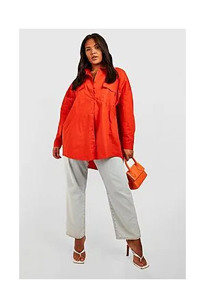 Boohoo Plus Poplin Utility Oversized Shirt