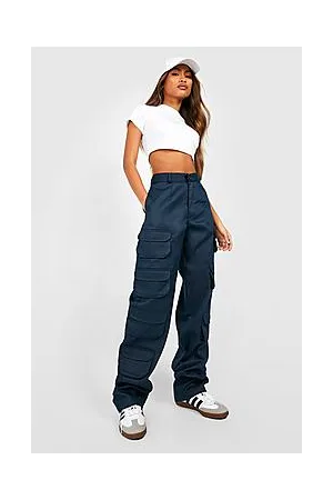 Boohoo High Waisted Multi Pocket Black Cargo Pants