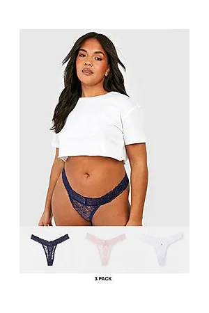 Boohoo Plus 3 Pack Lace Bandeau Thongs