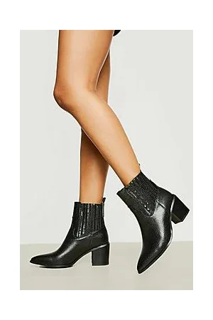 Boohoo Snake Print Detail Western Cowboy Boots