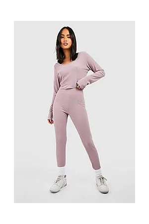 Boohoo Soft Rib Knit Long Sleeve Top And Leggings Co-ord