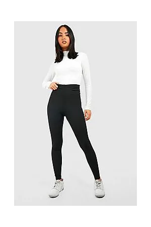 Boohoo Black Ruched Bum Ribbed Mid Rise Basic Leggings