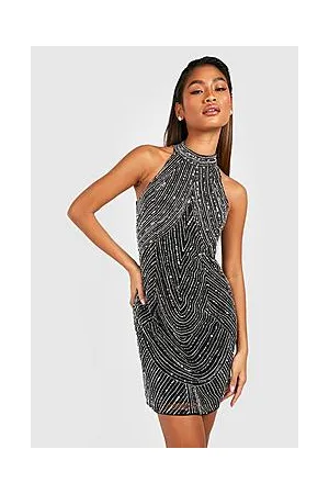 Boohoo Boutique Hand Beaded Halterneck Mini Dress 1
