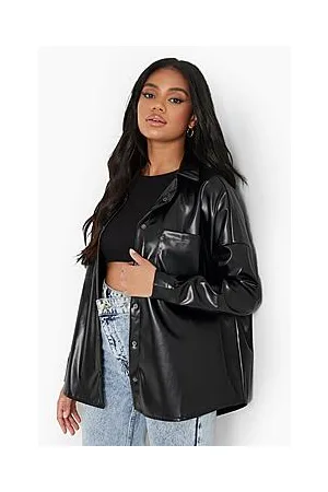 Boohoo Petite Oversized Pu Shirt
