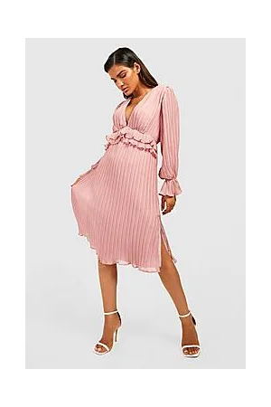 Boohoo Pleated Frill Midi Dress