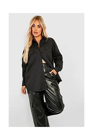 Boohoo Plus Poplin Utility Oversized Shirt