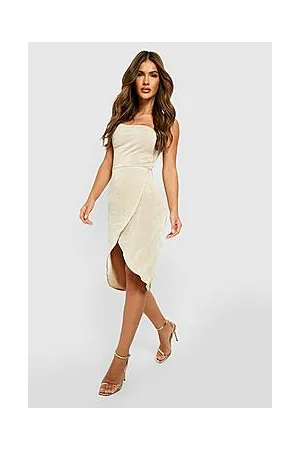 Boohoo Textured Slinky Cowl Neck Wrap Slip Dress