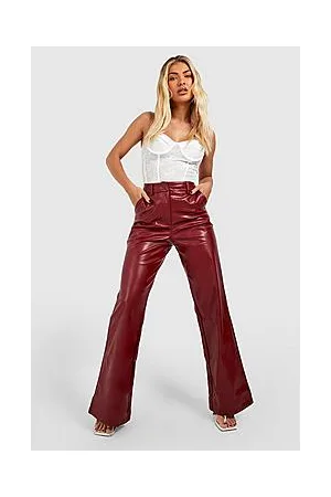 Boohoo Wide Leg Split Back Pu Trousers