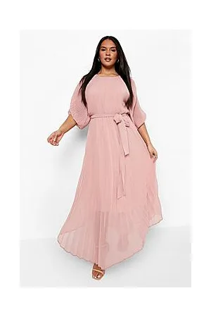 Boohoo Plus Pleated Puff Sleeve Midi Dress