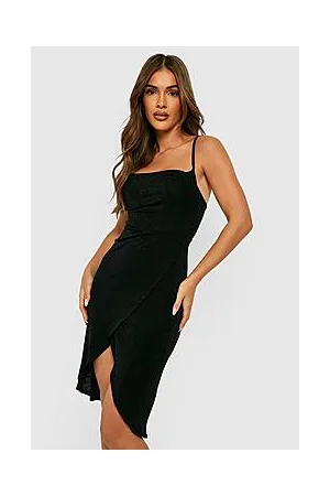 Boohoo Textured Slinky Cowl Neck Wrap Slip Dress