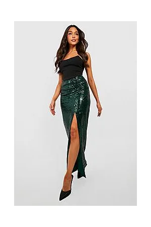 Boohoo Side Split Sequin Maxi Skirt
