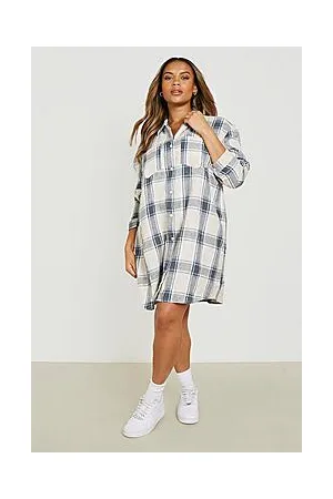 Boohoo Plus Brushed Check Shirt Dress