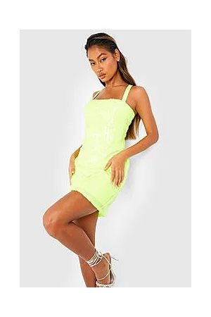 Boohoo Sequin Square Neck Mini Party Dress