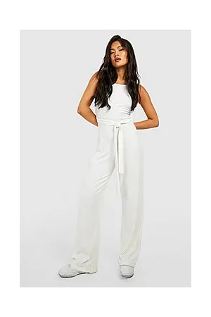 Boohoo Detailed Rib Wide Leg Jumpsuit