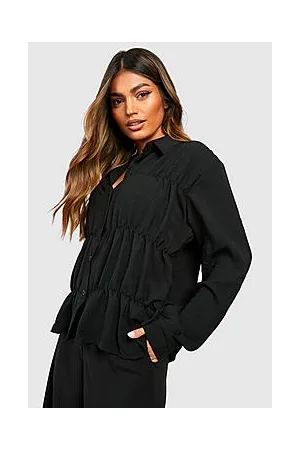 Boohoo Hammered Ruched Front Shirt