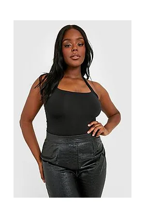 Boohoo Plus Slinky Cross Over Detail Bodysuit