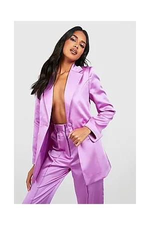 Boohoo Premium Satin Plunge Front Fitted Blazer