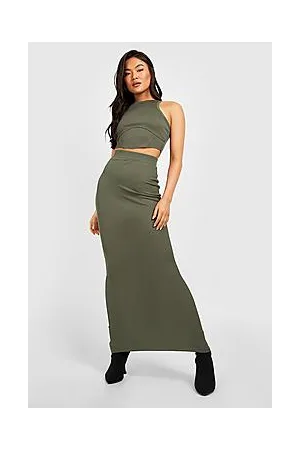 Boohoo Basic Ribbed Floor Length Maxi Skirt