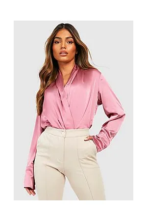 Boohoo Satin Drape Wrap Front Bodysuit