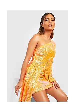 Boohoo Sequin Drape One Shoulder Mini Party Dress