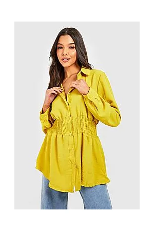 Boohoo Hammered Shirred Waist Shirt