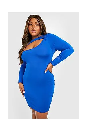 Boohoo Plus Slinky Long Sleeve Cut Out Bodycon Dress