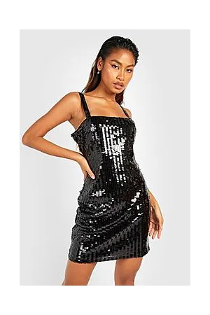 Boohoo Sequin Square Neck Mini Party Dress