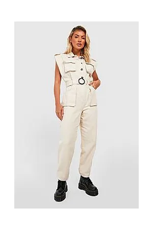 Boohoo Contrast Stitch Utility Denim Jumpsuit