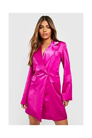 Boohoo Premium Satin Double Breasted Blazer Dress
