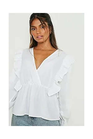 Boohoo Woven Frill Shoulder Blouse