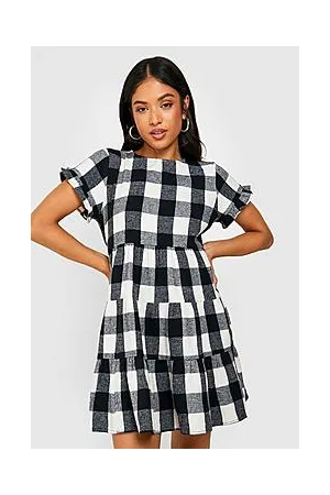 Boohoo Petite Check Smock Dress
