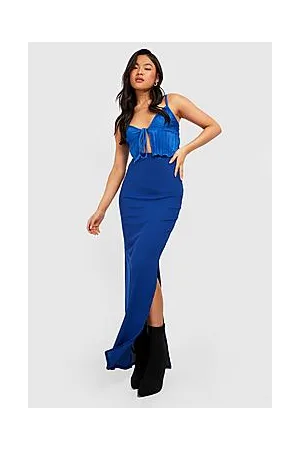 Boohoo Basic Ribbed High Waisted Split Maxi Skirt