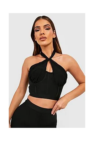 Boohoo Premium Bandage Halter Neck Cropped Top