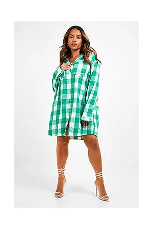 Boohoo Plus Brushed Check Shirt Dress