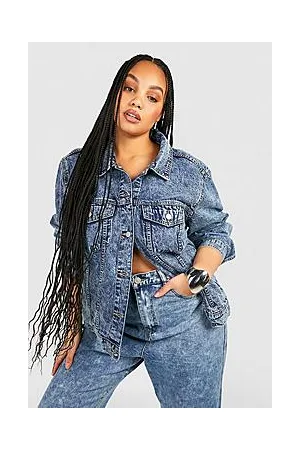 Boohoo Plus Acid Wash Boyfriend Denim Jacket