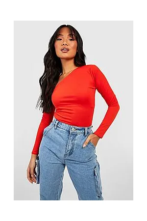 Boohoo Petite Slash Neck Long Sleeve Bodysuit