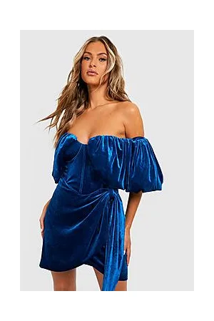 Boohoo Premium Velvet Draped Mini Party Dress