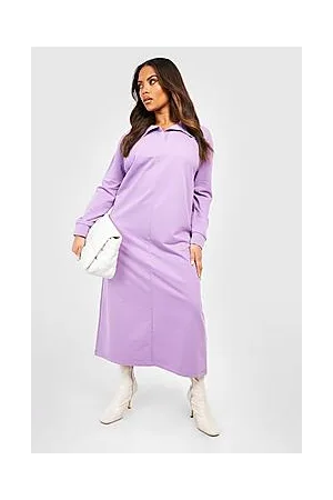 Boohoo Plus Shirt Collar Midaxi Sweat Dress