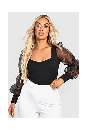 Boohoo Plus Organza Sleeve Bodysuit