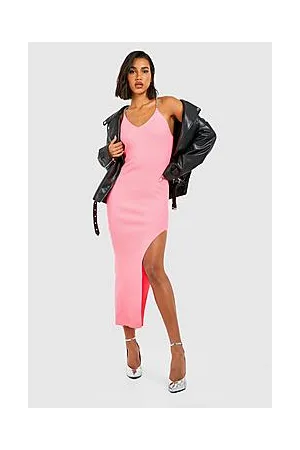 Boohoo Chain Detail Rib Knitted Midi Dress