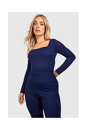 Boohoo Plus Ribbed Square Neck Long Sleeved Bodysuit