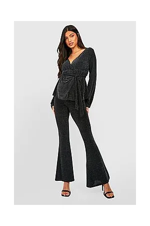 Boohoo Maternity Glitter Flare Trousers
