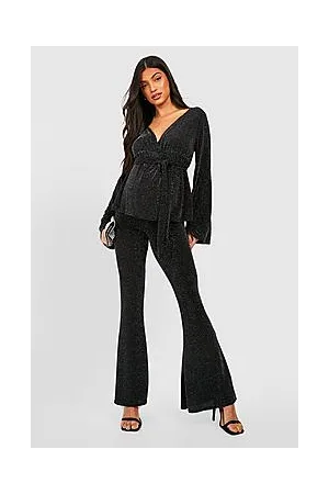 Boohoo Maternity Glitter Flare Trousers