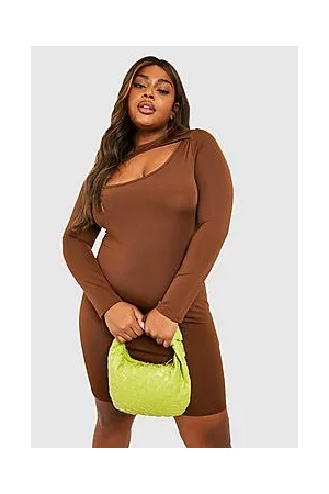 Boohoo Plus Slinky Long Sleeve Cut Out Bodycon Dress