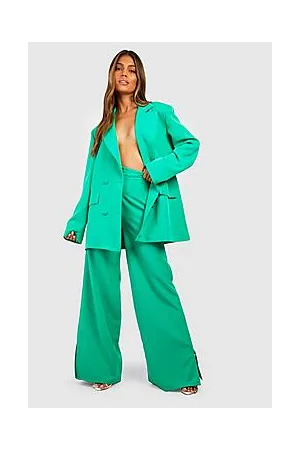 Boohoo Split Front Tailored Wide Leg Trousers