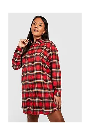 Boohoo Plus Oversized Check Shirt Dress