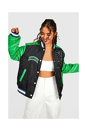 Boohoo Colour Block Patch Detail Varsity Bomber